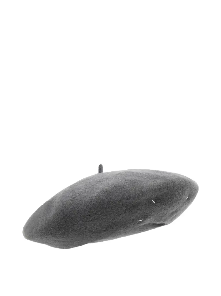 Maison Margiela 4-stitch Wool Beret Hat in Carbon Grey