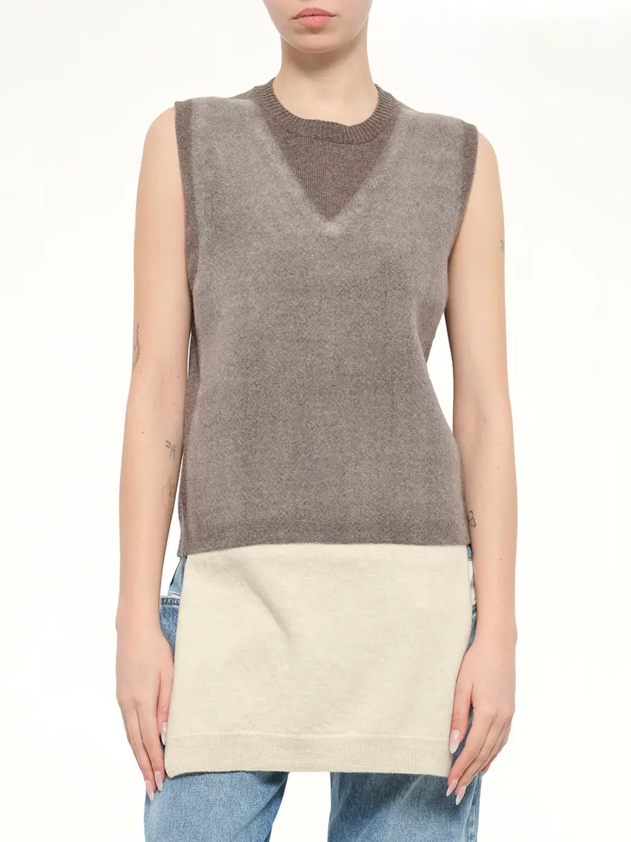 Maison Margiela Fuse Knit Vest in Mud/ecru | Thumbnail 6 Maison Margiela Fuse Knit Vest in Mud/ecru | Thumbnail 6