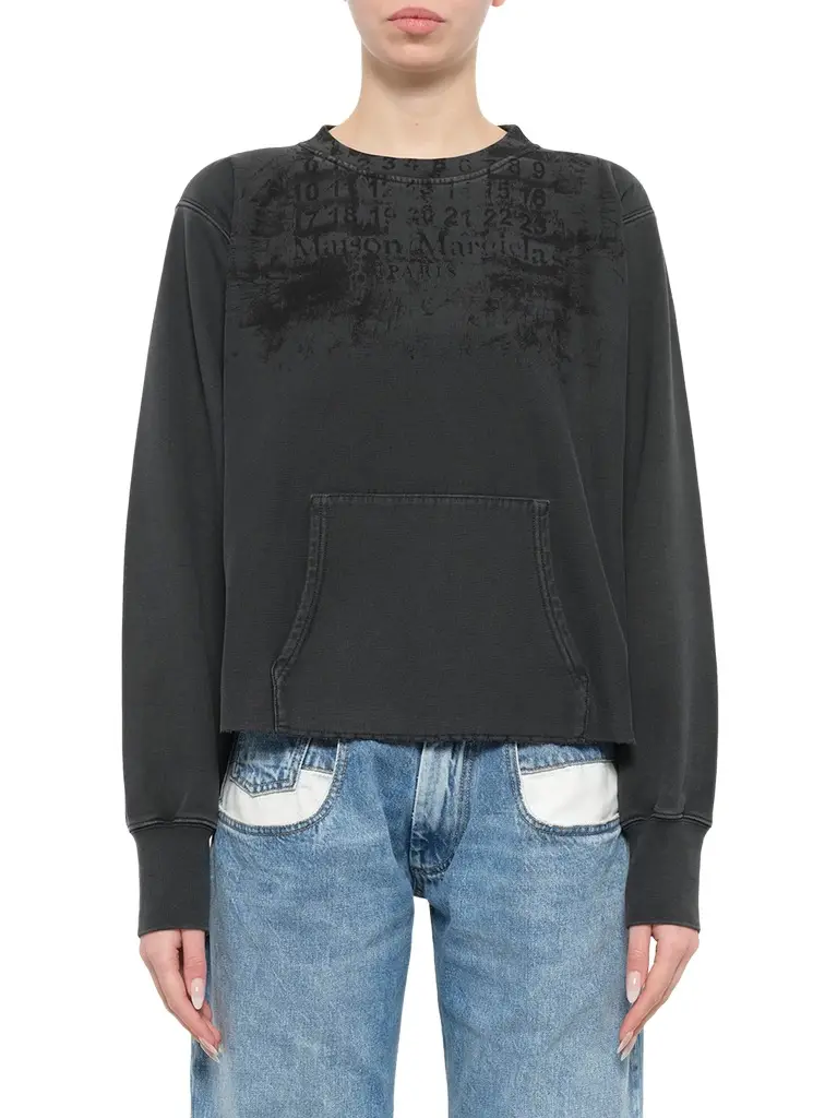Numbers Zipped Sweatshirt in Charcoal Numbers Zipped Sweatshirt in Charcoal