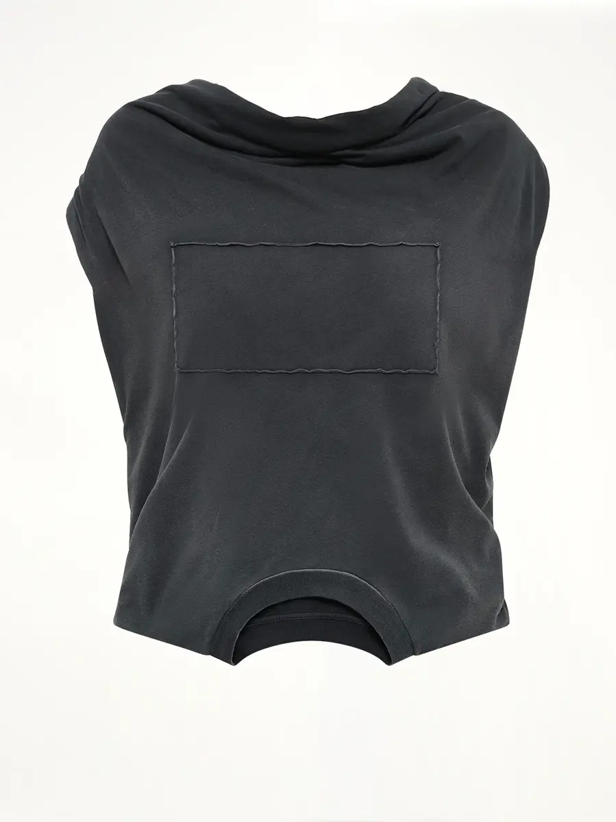 Maison Margiela Patch Twisted Jersey Top in Washed Black | Thumbnail 2 Maison Margiela Patch Twisted Jersey Top in Washed Black | Thumbnail 2