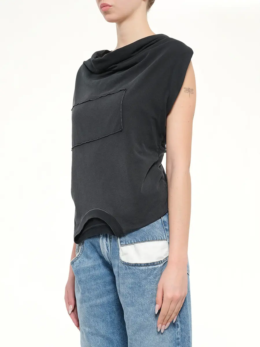 Maison Margiela Patch Twisted Jersey Top in Washed Black | Thumbnail 3 Maison Margiela Patch Twisted Jersey Top in Washed Black | Thumbnail 3