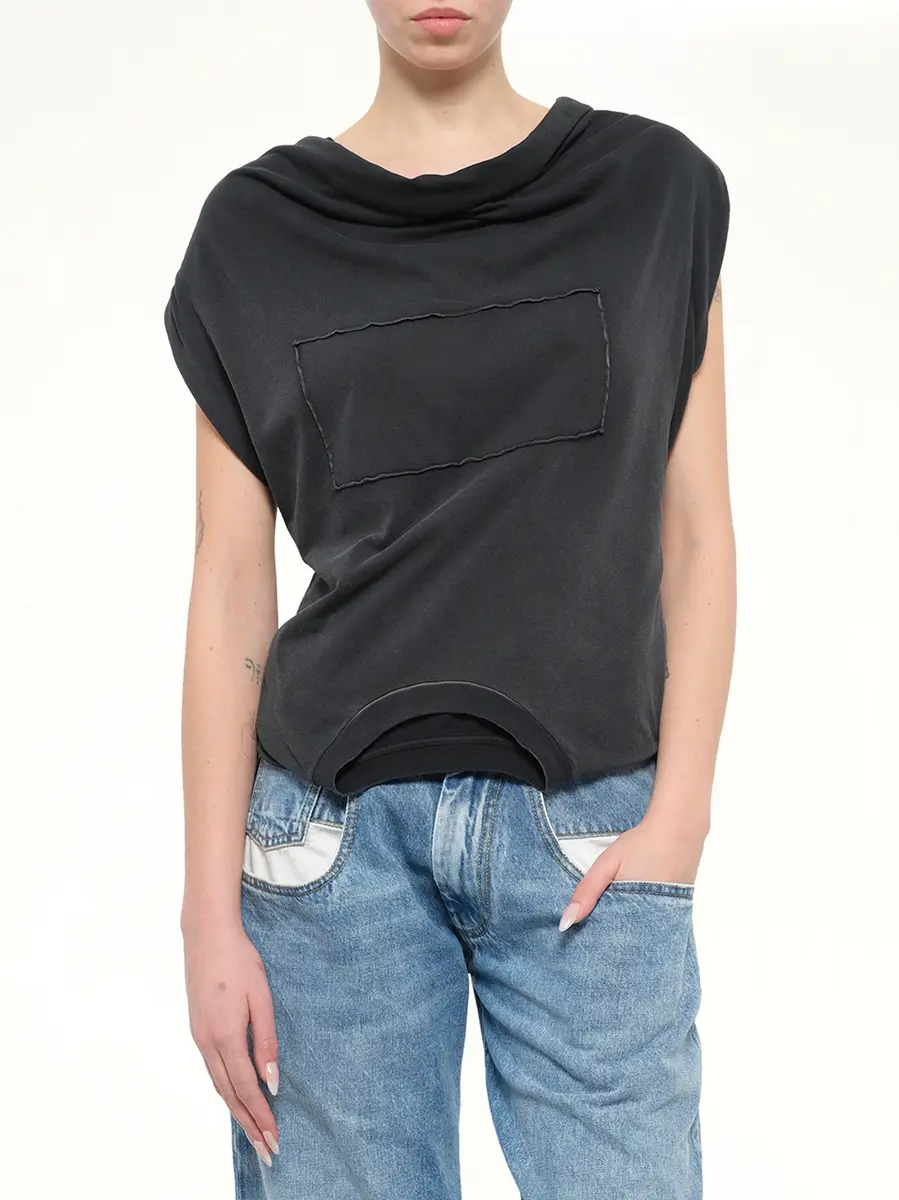 Maison Margiela Patch Twisted Jersey Top in Washed Black | Thumbnail 6 Maison Margiela Patch Twisted Jersey Top in Washed Black | Thumbnail 6
