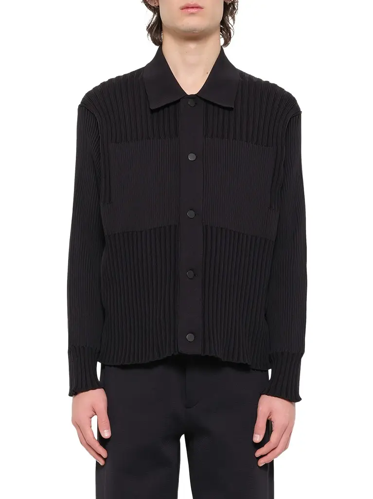 Fluted Shirt Collar Blouson Fluted Shirt Collar Blouson