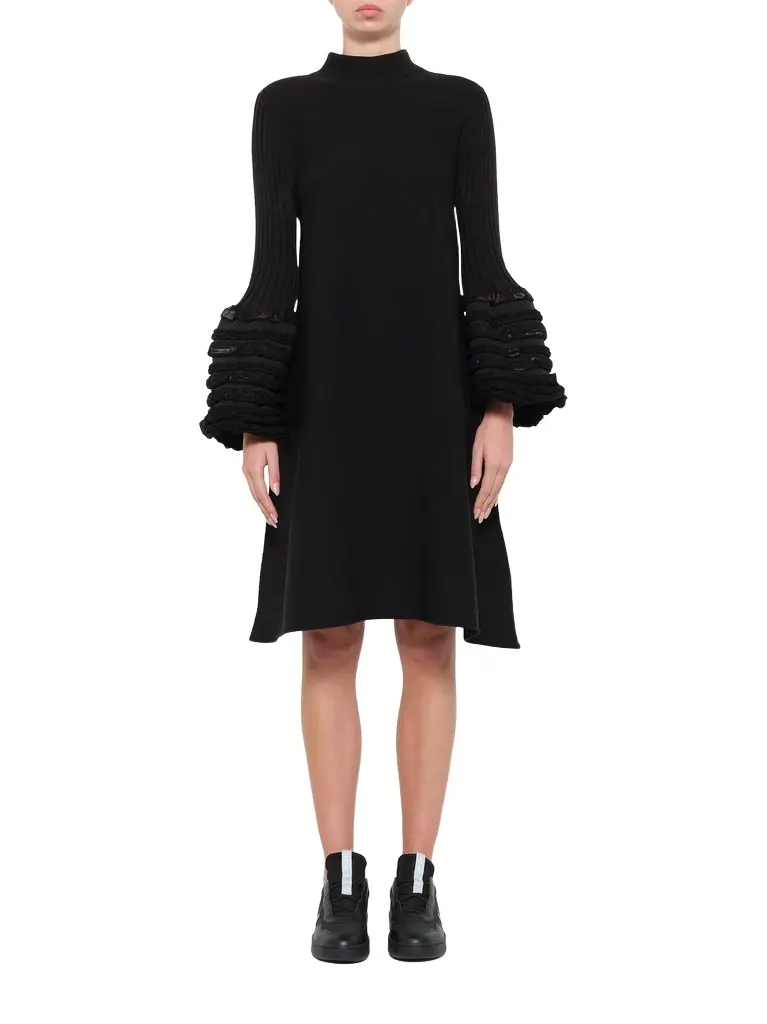 CFCL Pottery Swell Glitter Long Bell Sleeve Flare Mini Dress