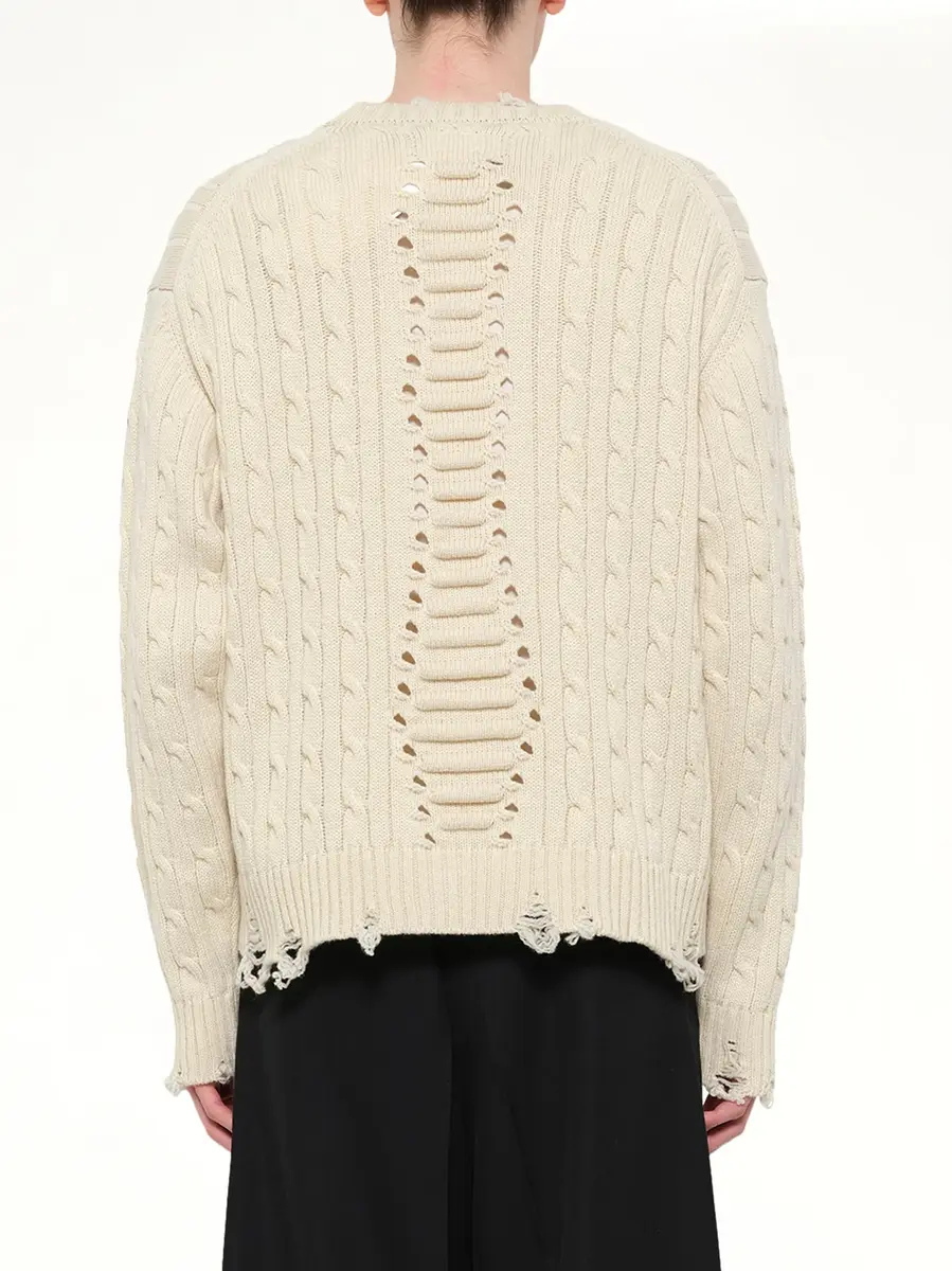 DOUBLET Rib Cage Cable Knit Pullover in Ivory | Thumbnail 5 DOUBLET Rib Cage Cable Knit Pullover in Ivory | Thumbnail 5