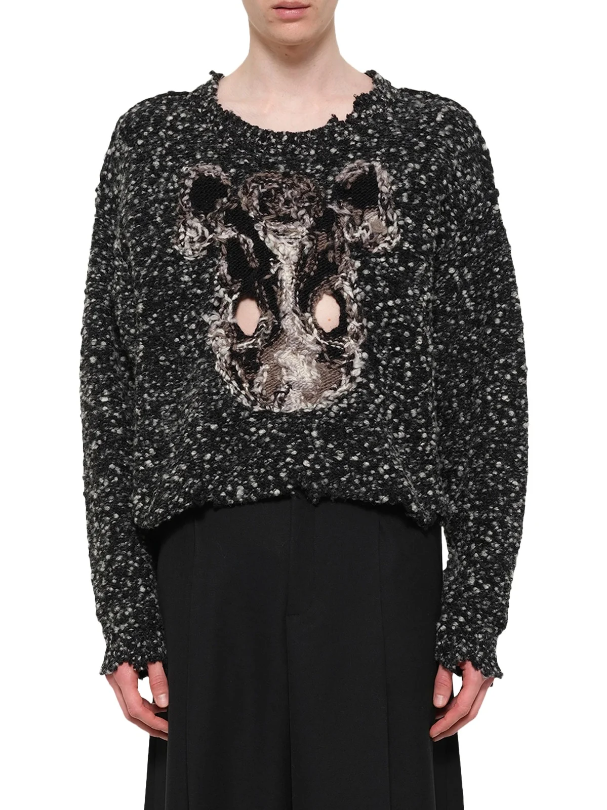 DOUBLET Acting Gas Mask Knit Pullover in Charcoal