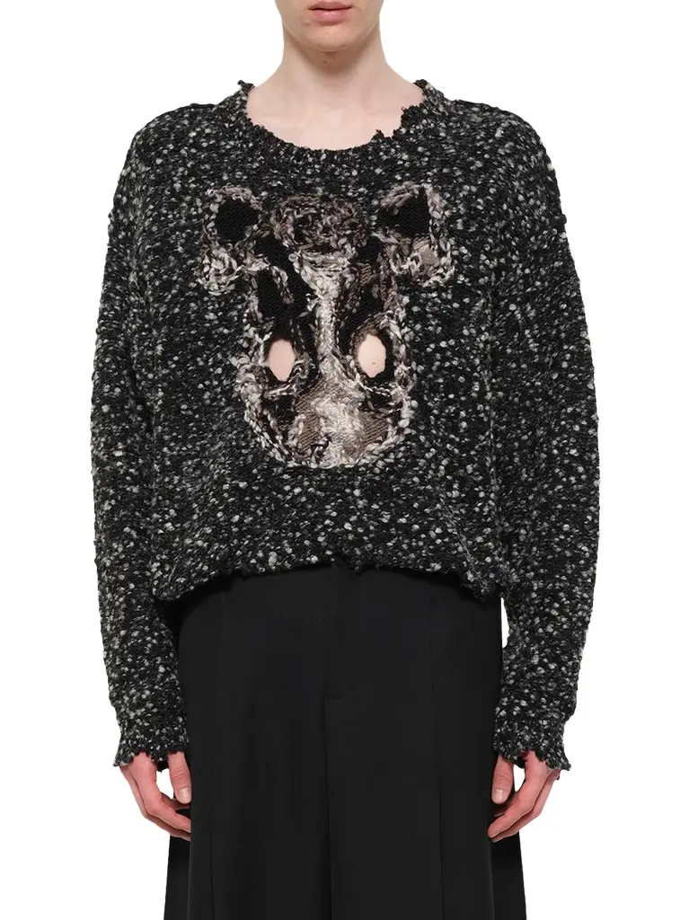 DOUBLET Acting Gas Mask Knit Pullover in Charcoal
