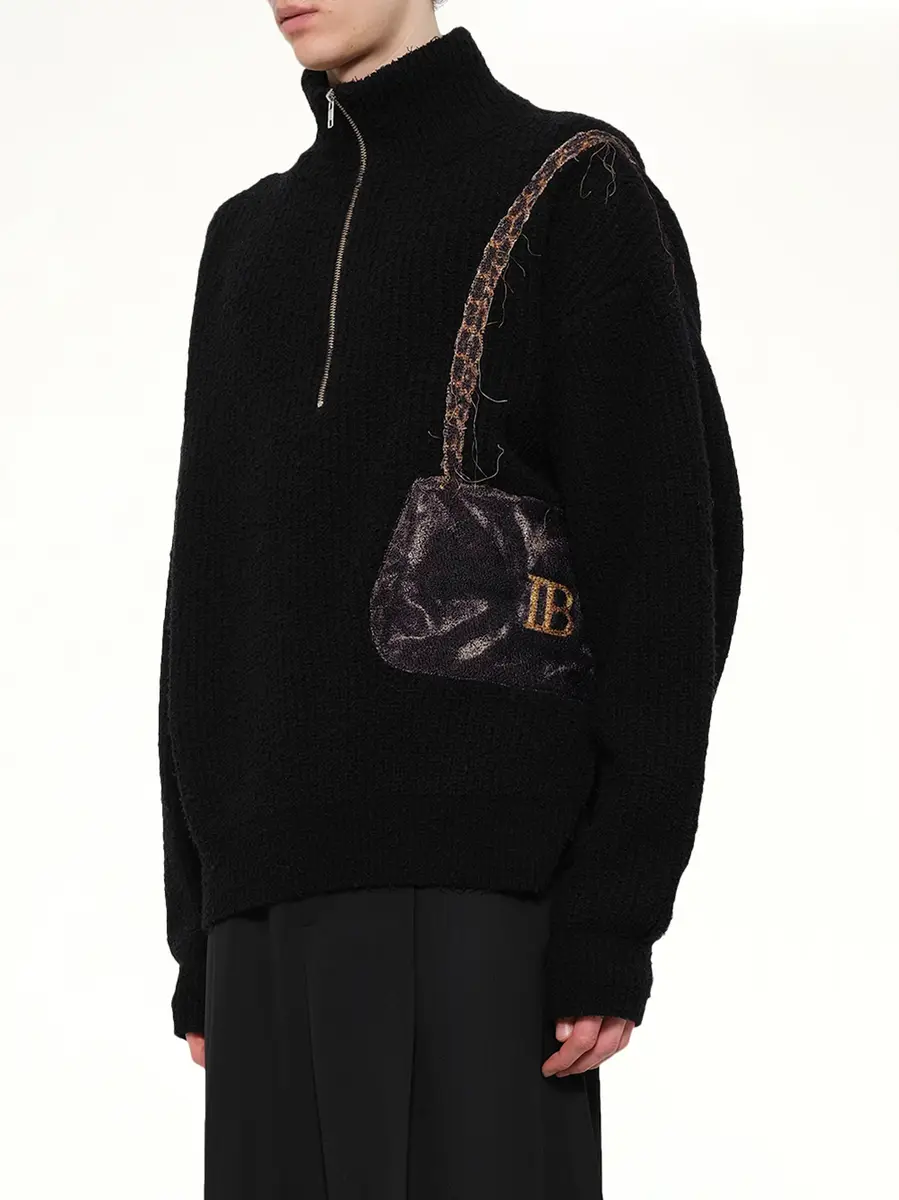 DOUBLET Trompe L'Oeil Embroidery Half Zip Knit | Thumbnail 3 DOUBLET Trompe L'Oeil Embroidery Half Zip Knit | Thumbnail 3