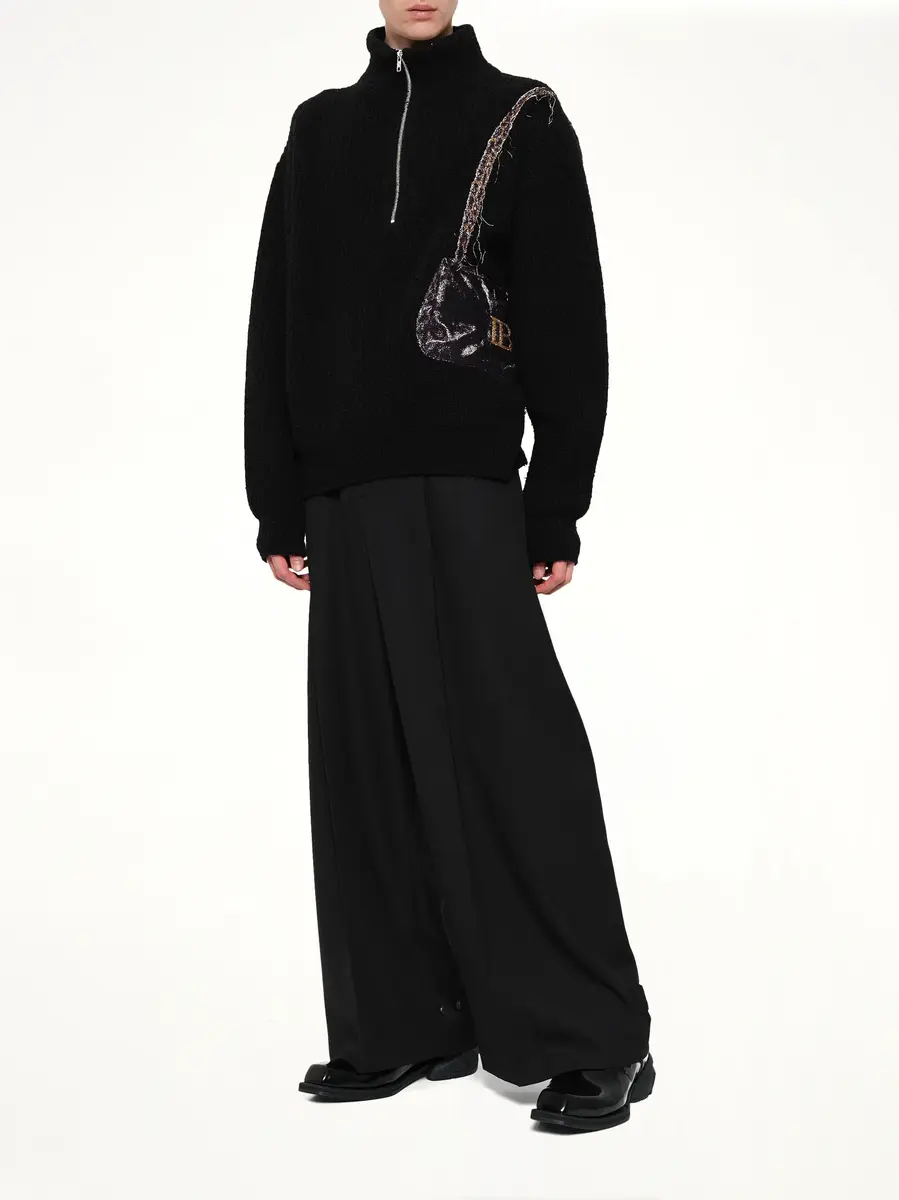 DOUBLET Trompe L'Oeil Embroidery Half Zip Knit | Thumbnail 4 DOUBLET Trompe L'Oeil Embroidery Half Zip Knit | Thumbnail 4