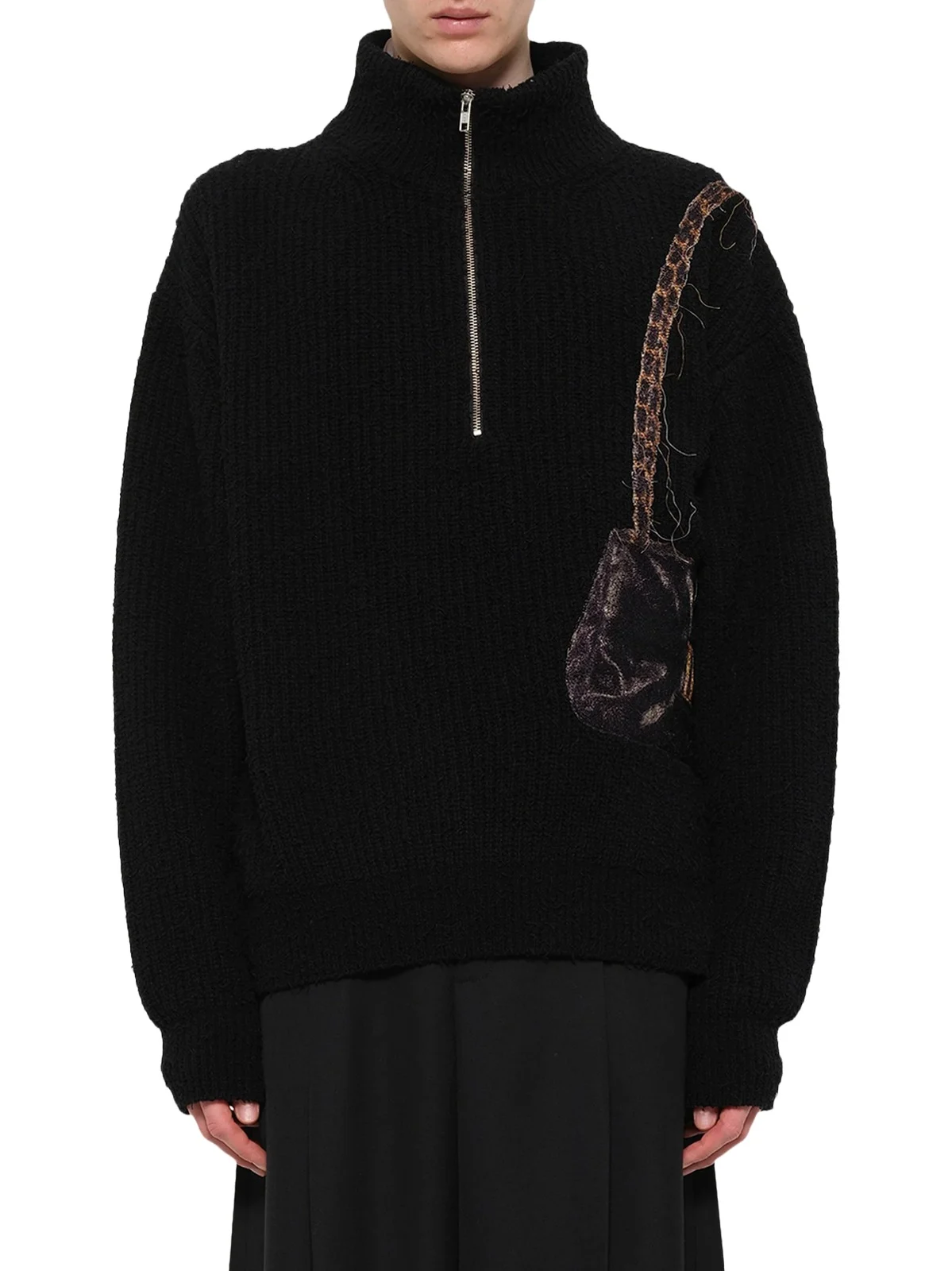 DOUBLET Trompe L'Oeil Embroidery Half Zip Knit