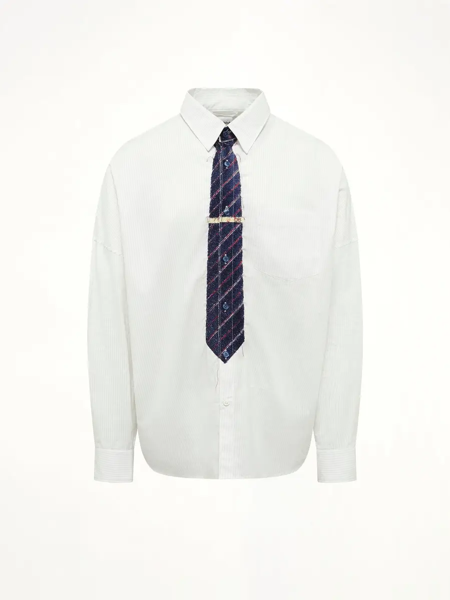 DOUBLET Trompe L'Oeil Tie Embroidery Shirt in White/black | Thumbnail 2 DOUBLET Trompe L'Oeil Tie Embroidery Shirt in White/black | Thumbnail 2