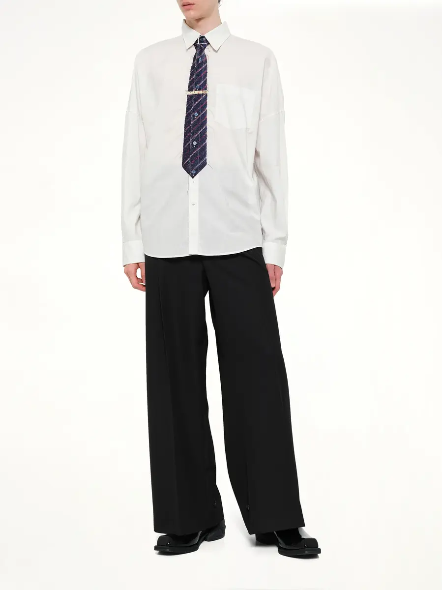 DOUBLET Trompe L'Oeil Tie Embroidery Shirt in White/black | Thumbnail 4 DOUBLET Trompe L'Oeil Tie Embroidery Shirt in White/black | Thumbnail 4