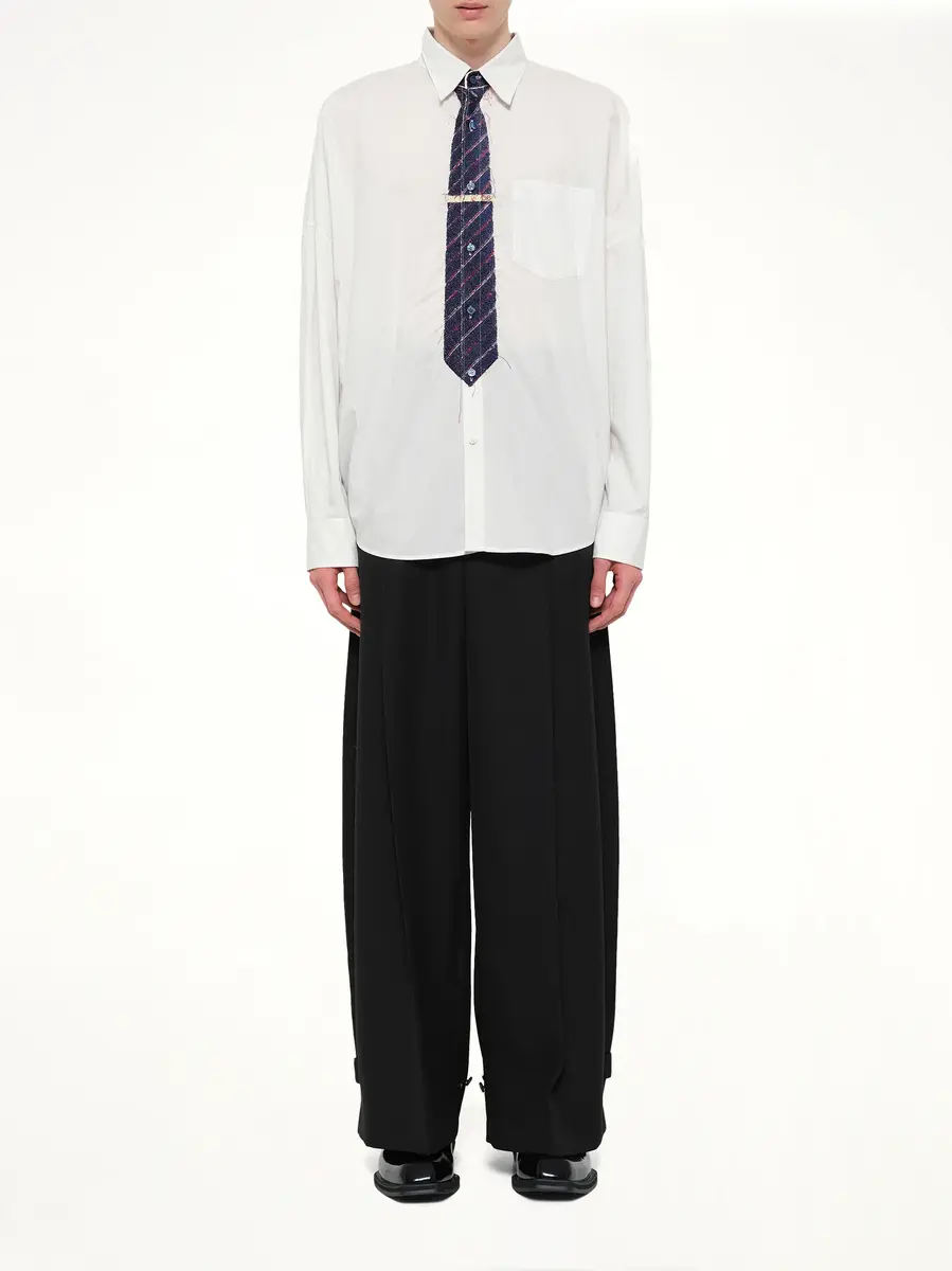 DOUBLET Trompe L'Oeil Tie Embroidery Shirt in White/black | Thumbnail 7 DOUBLET Trompe L'Oeil Tie Embroidery Shirt in White/black | Thumbnail 7