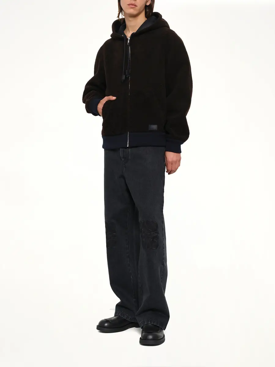 Loewe Hooded Shearling Reversible Jacket in Navy/brown | Thumbnail 4 Loewe Hooded Shearling Reversible Jacket in Navy/brown | Thumbnail 4