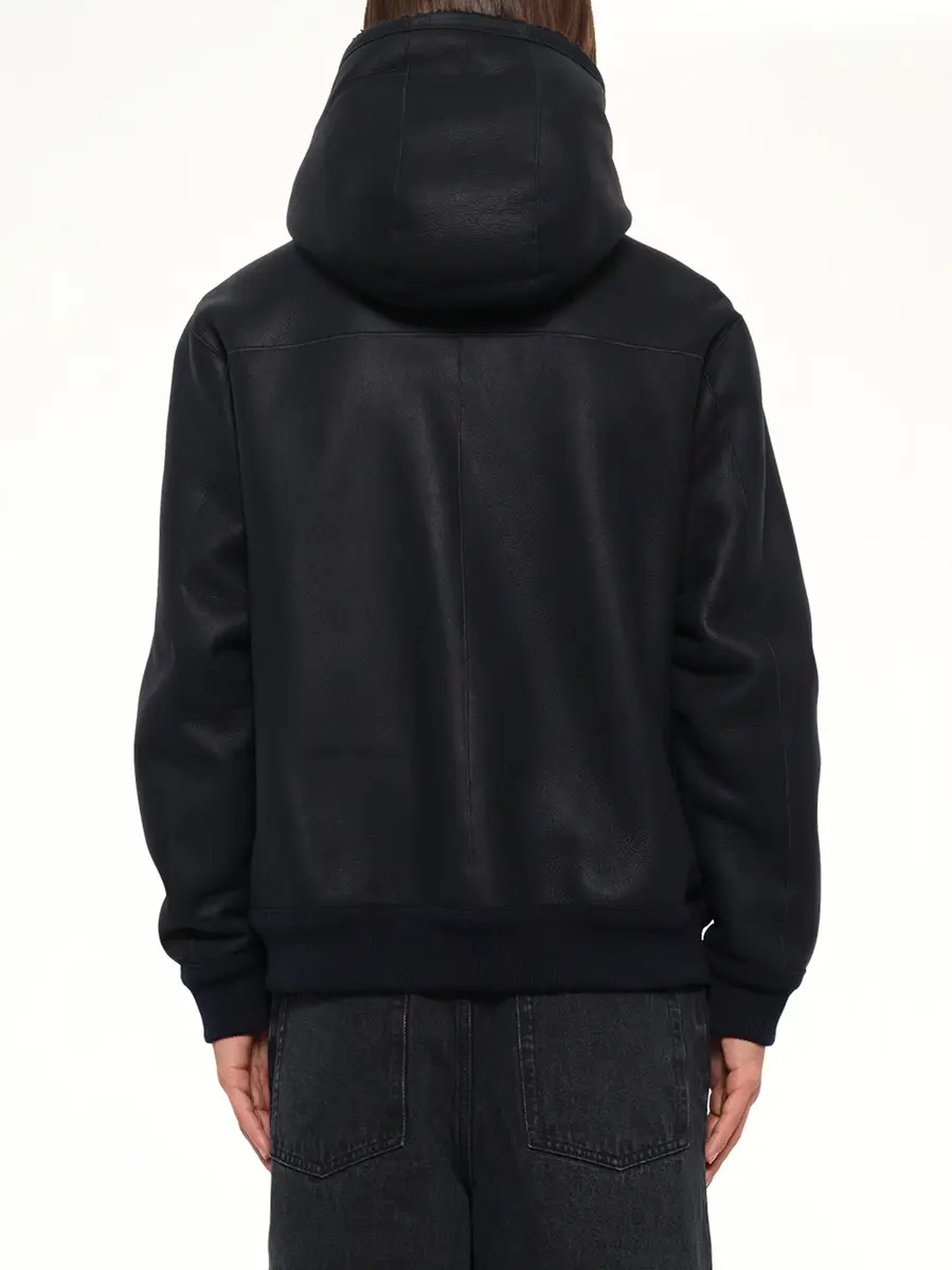 Loewe Hooded Shearling Reversible Jacket in Navy/brown | Thumbnail 5 Loewe Hooded Shearling Reversible Jacket in Navy/brown | Thumbnail 5