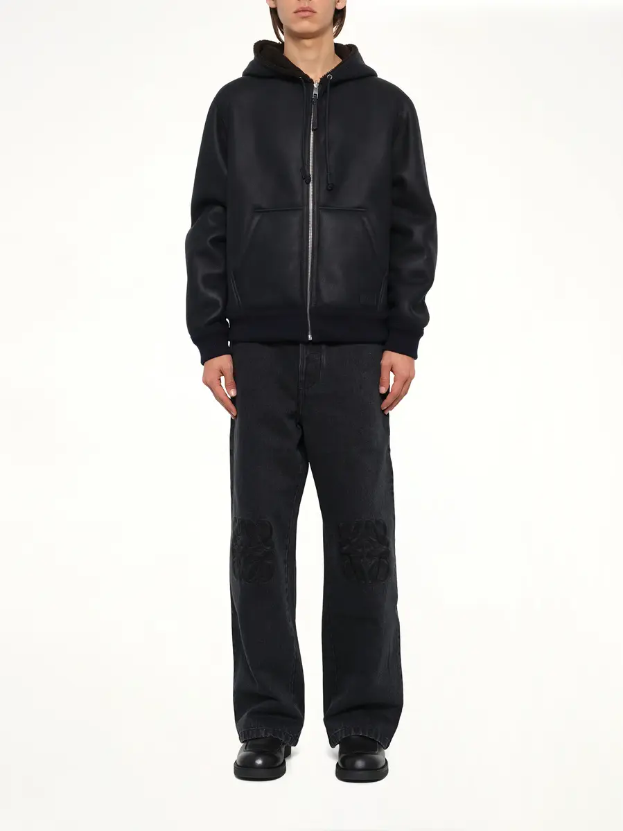 Loewe Hooded Shearling Reversible Jacket in Navy/brown | Thumbnail 7 Loewe Hooded Shearling Reversible Jacket in Navy/brown | Thumbnail 7