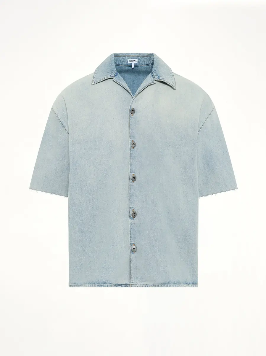 Loewe Anagram Short Sleeve Shirt in Washed Blue | Thumbnail 2 Loewe Anagram Short Sleeve Shirt in Washed Blue | Thumbnail 2