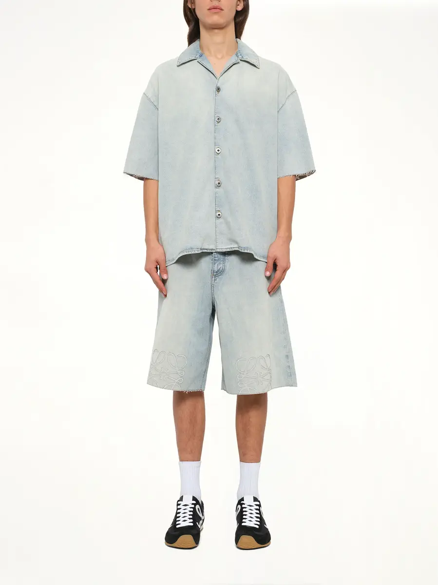 Loewe Anagram Short Sleeve Shirt in Washed Blue | Thumbnail 7 Loewe Anagram Short Sleeve Shirt in Washed Blue | Thumbnail 7