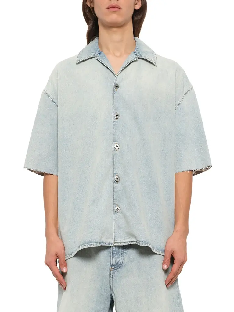 Loewe Anagram Short Sleeve Shirt in Washed Blue