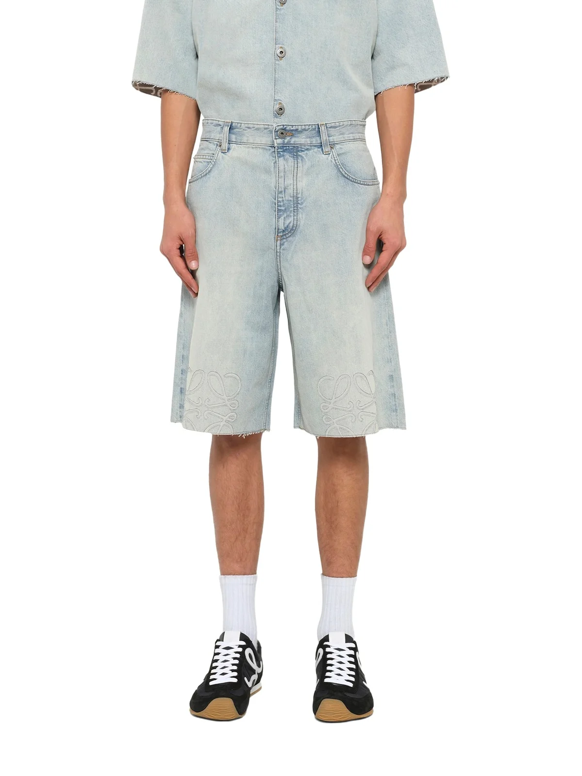Loewe Anagram Shorts in Washed Blue