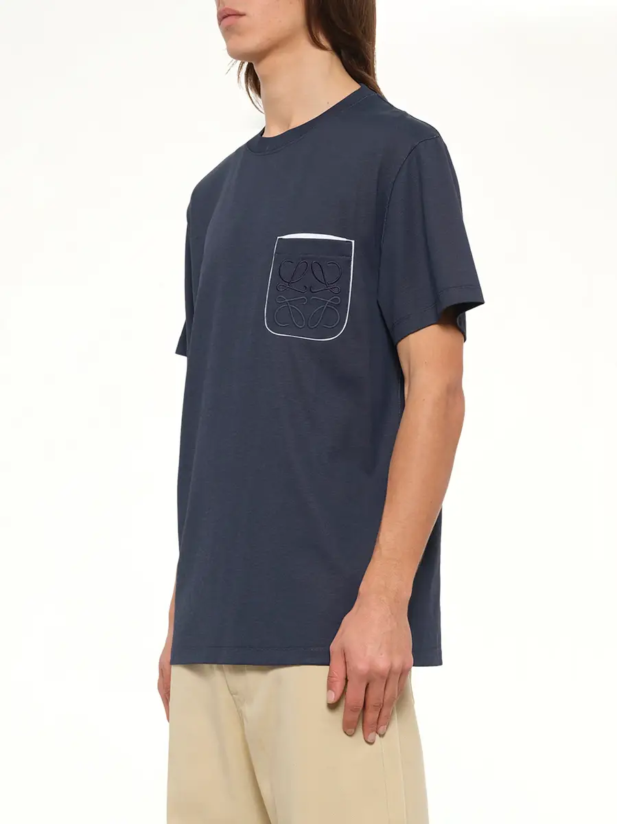 Loewe Two-tone Regular Fit T-shirt in Navy Blue | Thumbnail 3 Loewe Two-tone Regular Fit T-shirt in Navy Blue | Thumbnail 3