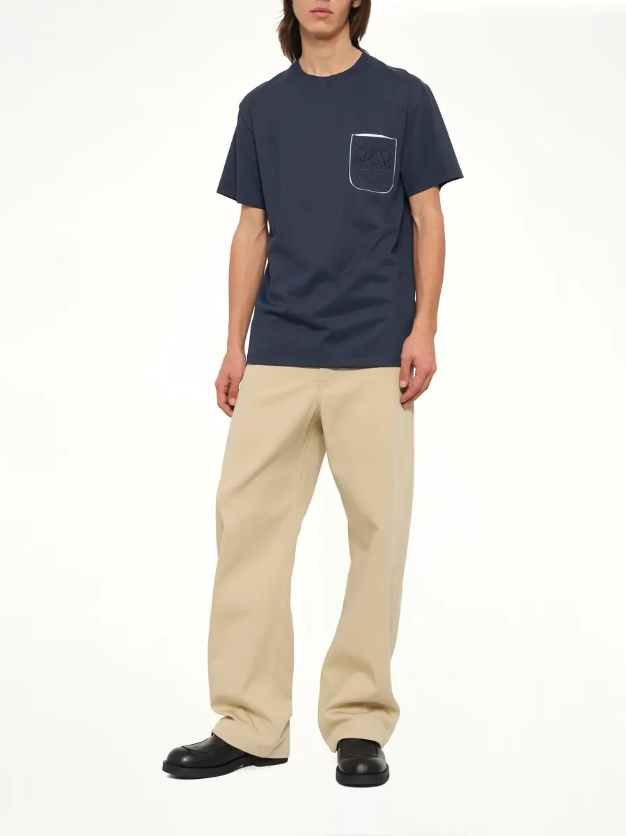 Loewe Two-tone Regular Fit T-shirt in Navy Blue | Thumbnail 4 Loewe Two-tone Regular Fit T-shirt in Navy Blue | Thumbnail 4