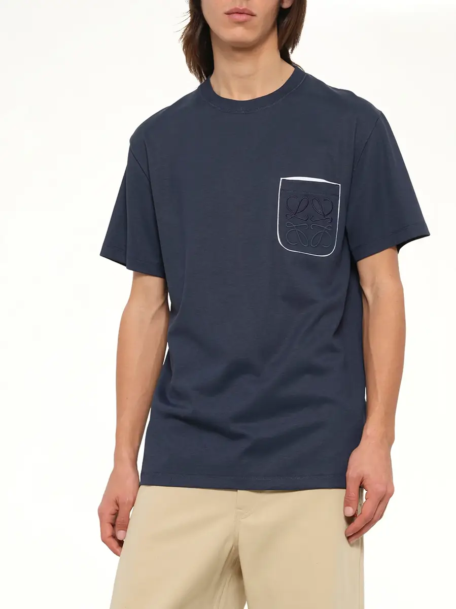 Loewe Two-tone Regular Fit T-shirt in Navy Blue | Thumbnail 6 Loewe Two-tone Regular Fit T-shirt in Navy Blue | Thumbnail 6