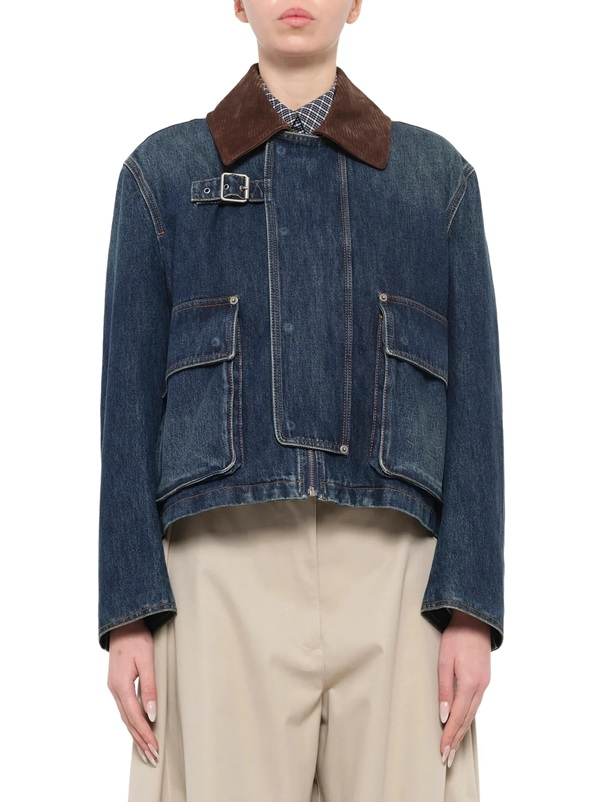 Loewe Short Denim Parka in Dark Blue