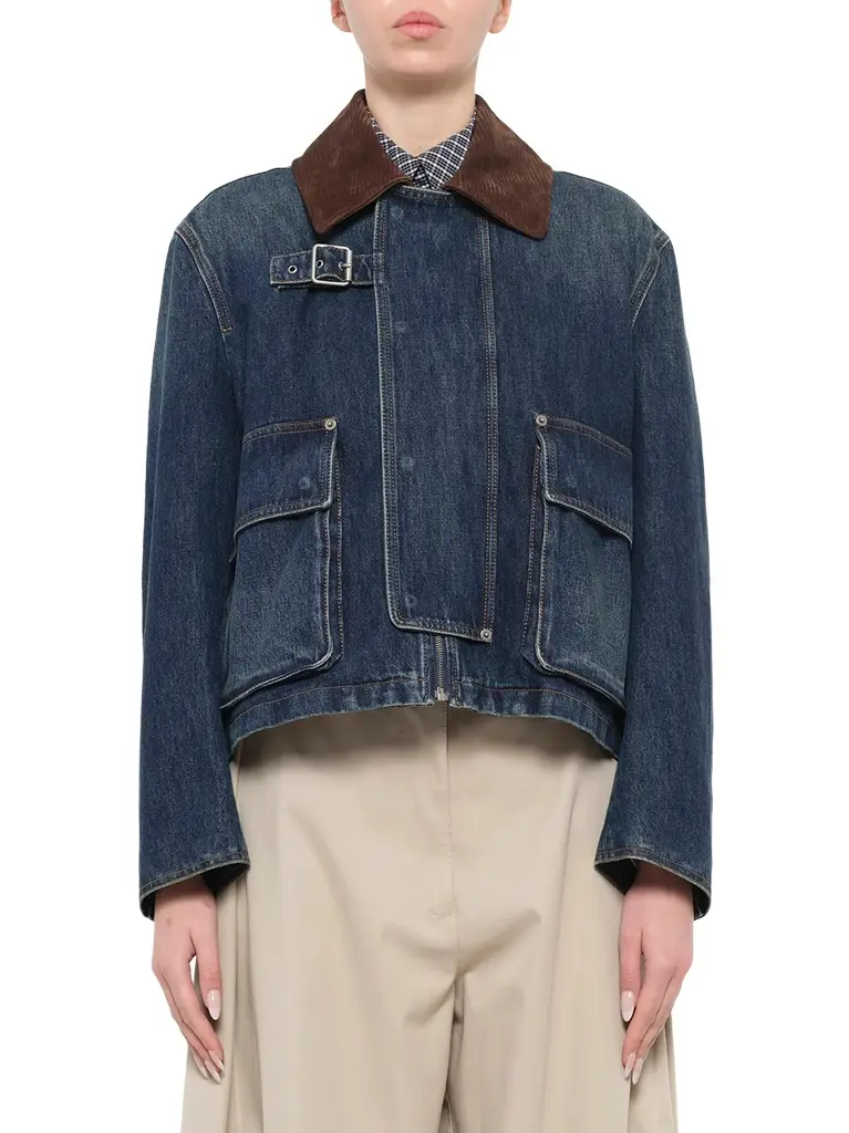 Loewe Short Denim Parka in Dark Blue