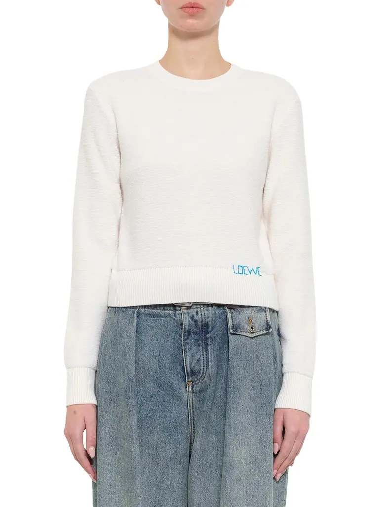 Wool Sweater in Ecru/blue Wool Sweater in Ecru/blue