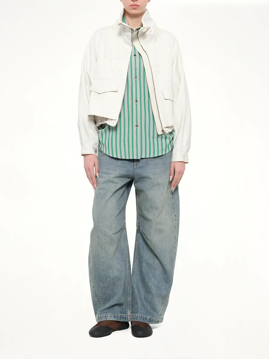 Loewe Striped Cotton Poplin Shirt in Green/white | Thumbnail 4