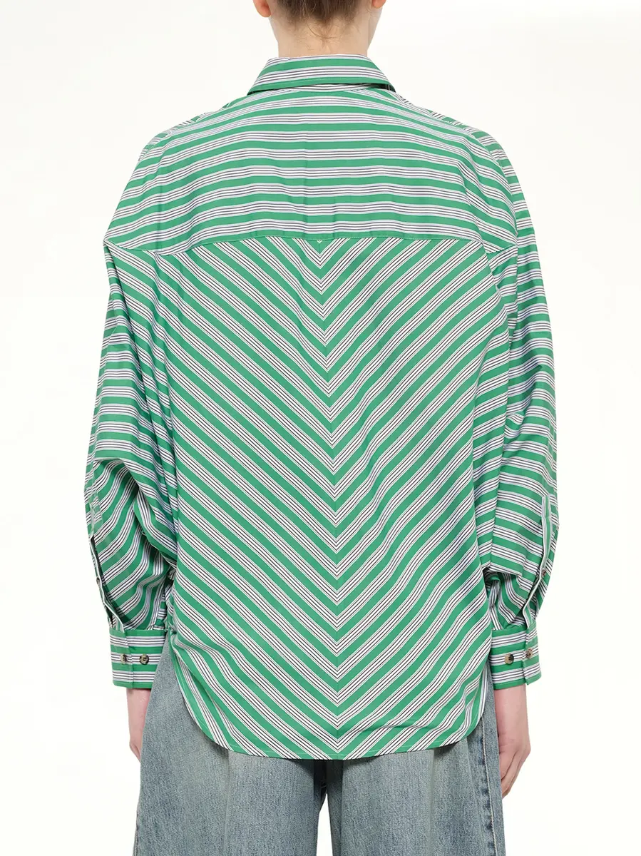 Loewe Striped Cotton Poplin Shirt in Green/white | Thumbnail 5