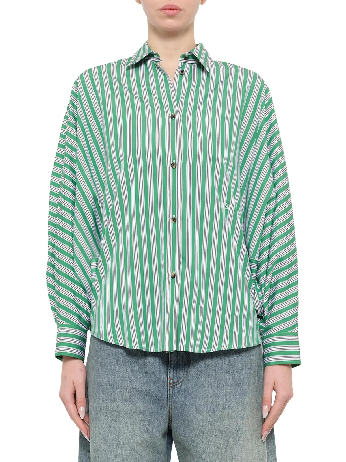 Loewe Striped Cotton Poplin Shirt in Green/white