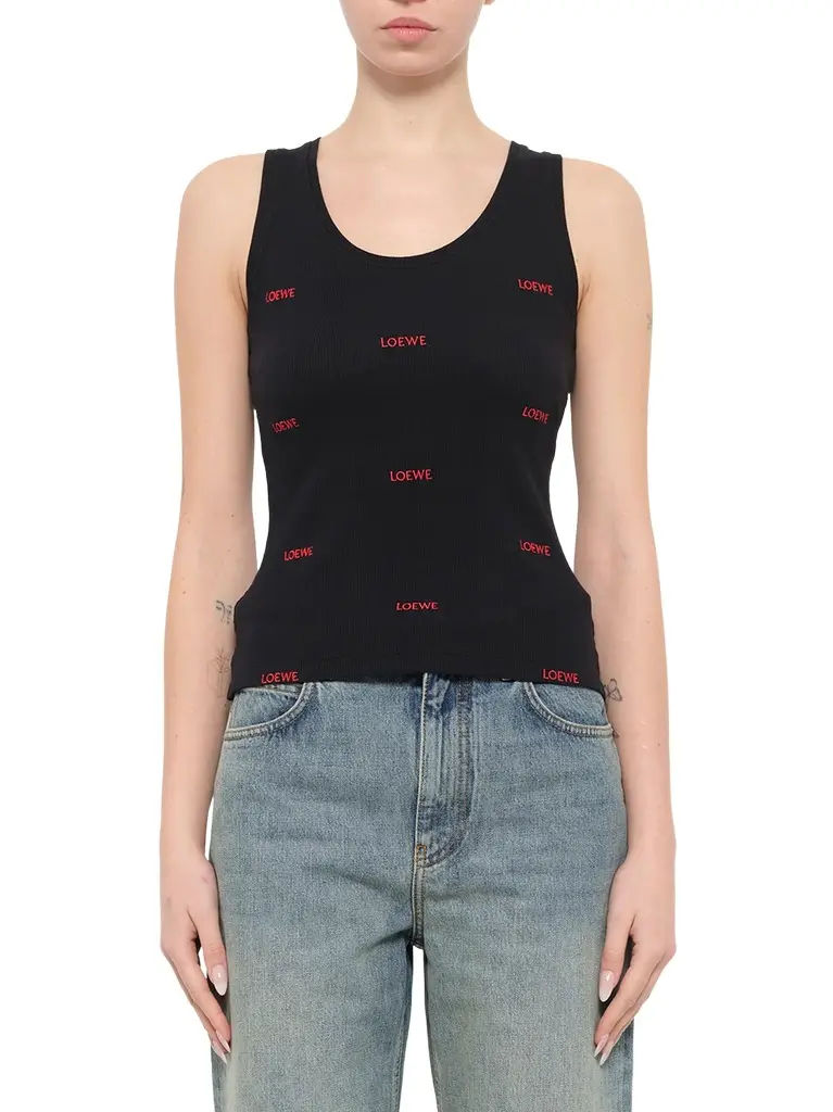 Loewe Tank Top in Black/red
