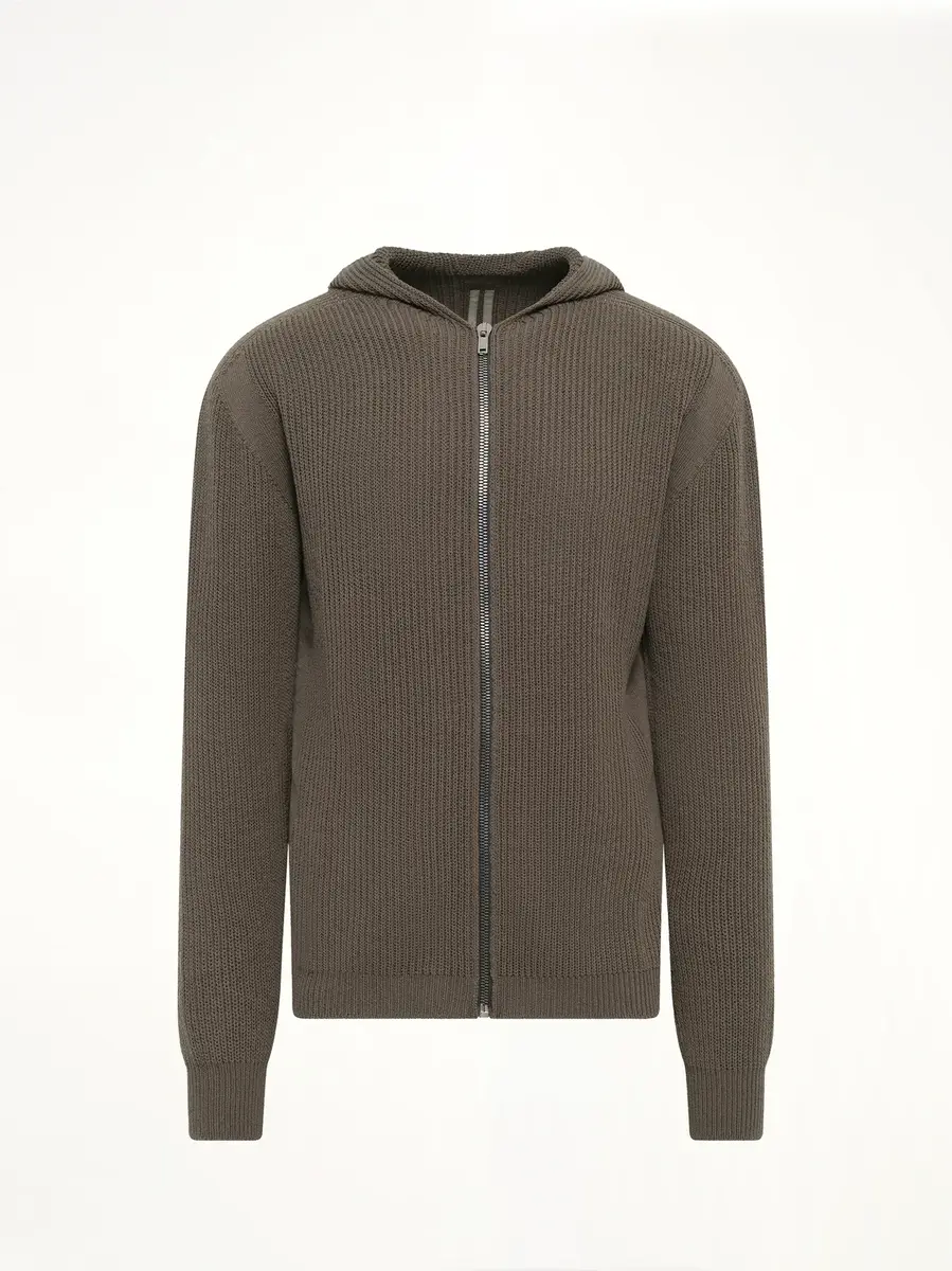 Rick Owens Heavy Wool Zipped Hoodie in Dark Dust | Thumbnail 2 Rick Owens Heavy Wool Zipped Hoodie in Dark Dust | Thumbnail 2