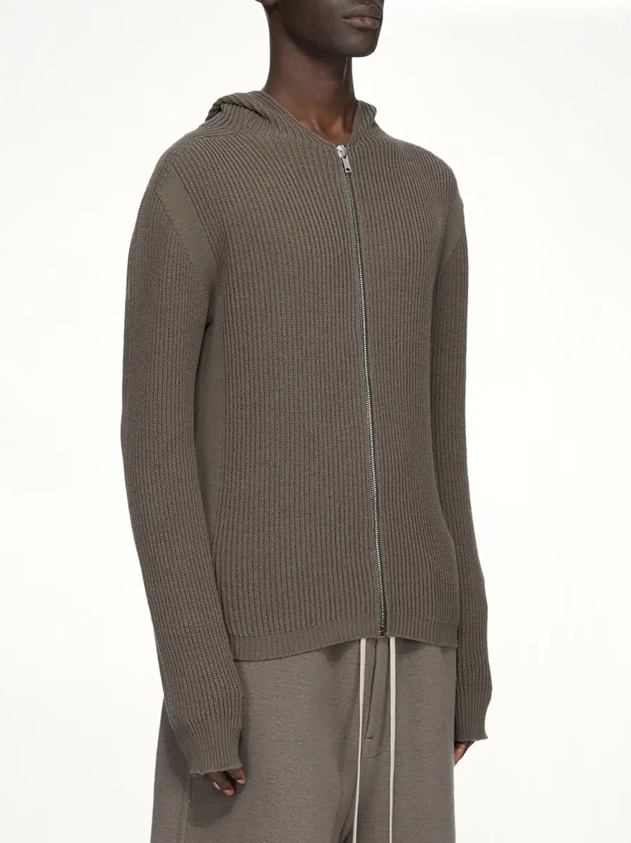Rick Owens Heavy Wool Zipped Hoodie in Dark Dust | Thumbnail 3 Rick Owens Heavy Wool Zipped Hoodie in Dark Dust | Thumbnail 3