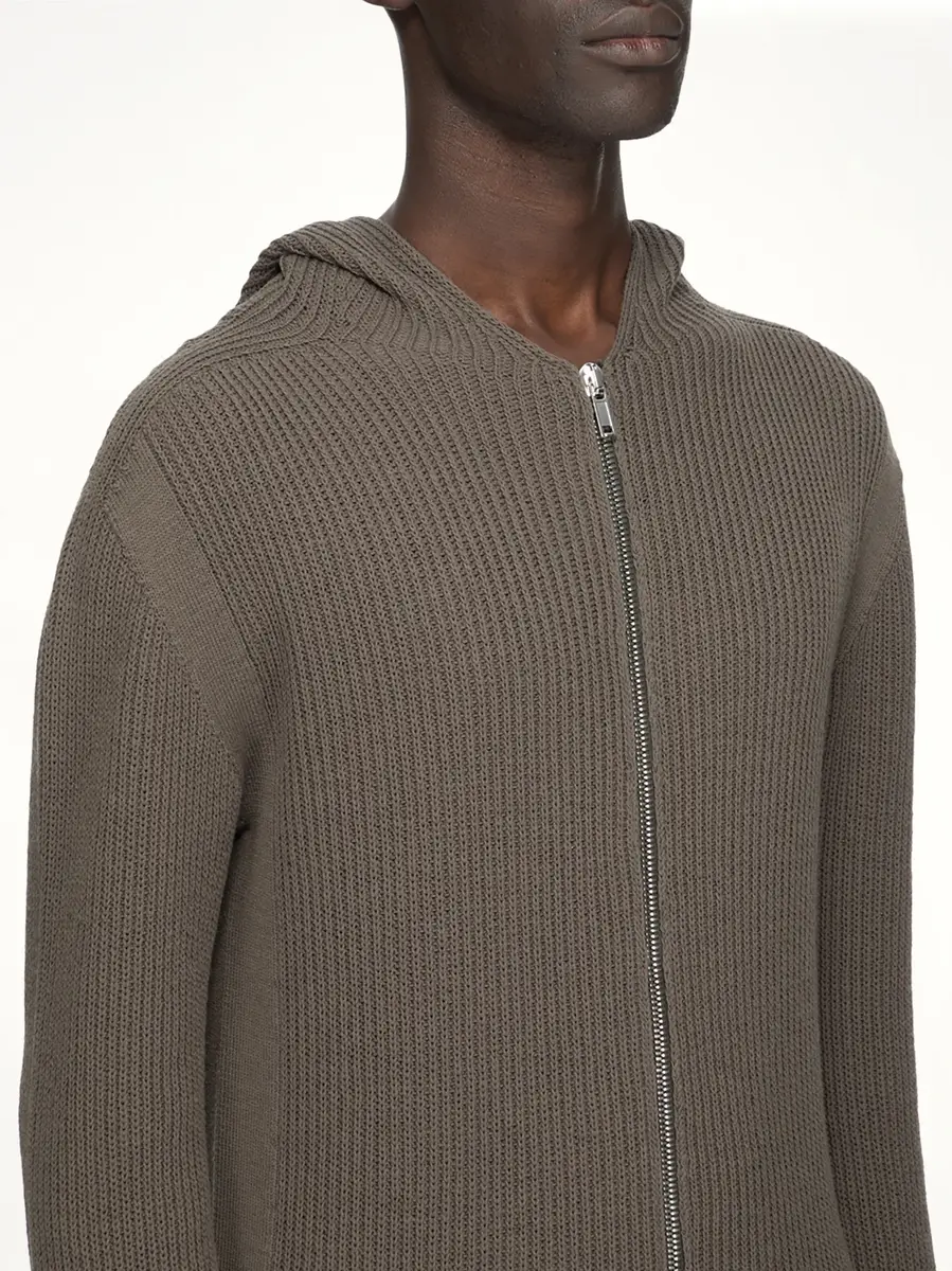 Rick Owens Heavy Wool Zipped Hoodie in Dark Dust | Thumbnail 4 Rick Owens Heavy Wool Zipped Hoodie in Dark Dust | Thumbnail 4