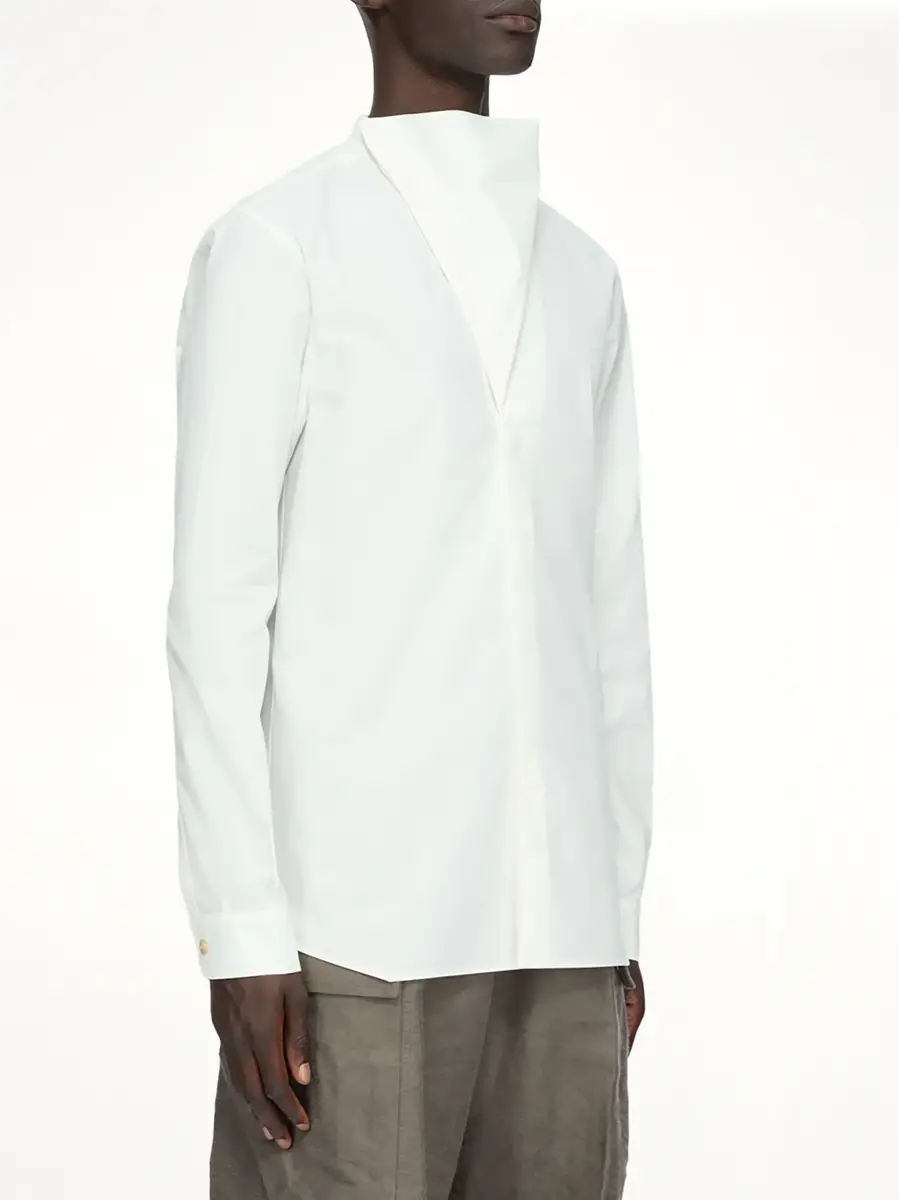 Rick Owens Cotton Poplin Island Shirt in Milk | Thumbnail 3 Rick Owens Cotton Poplin Island Shirt in Milk | Thumbnail 3