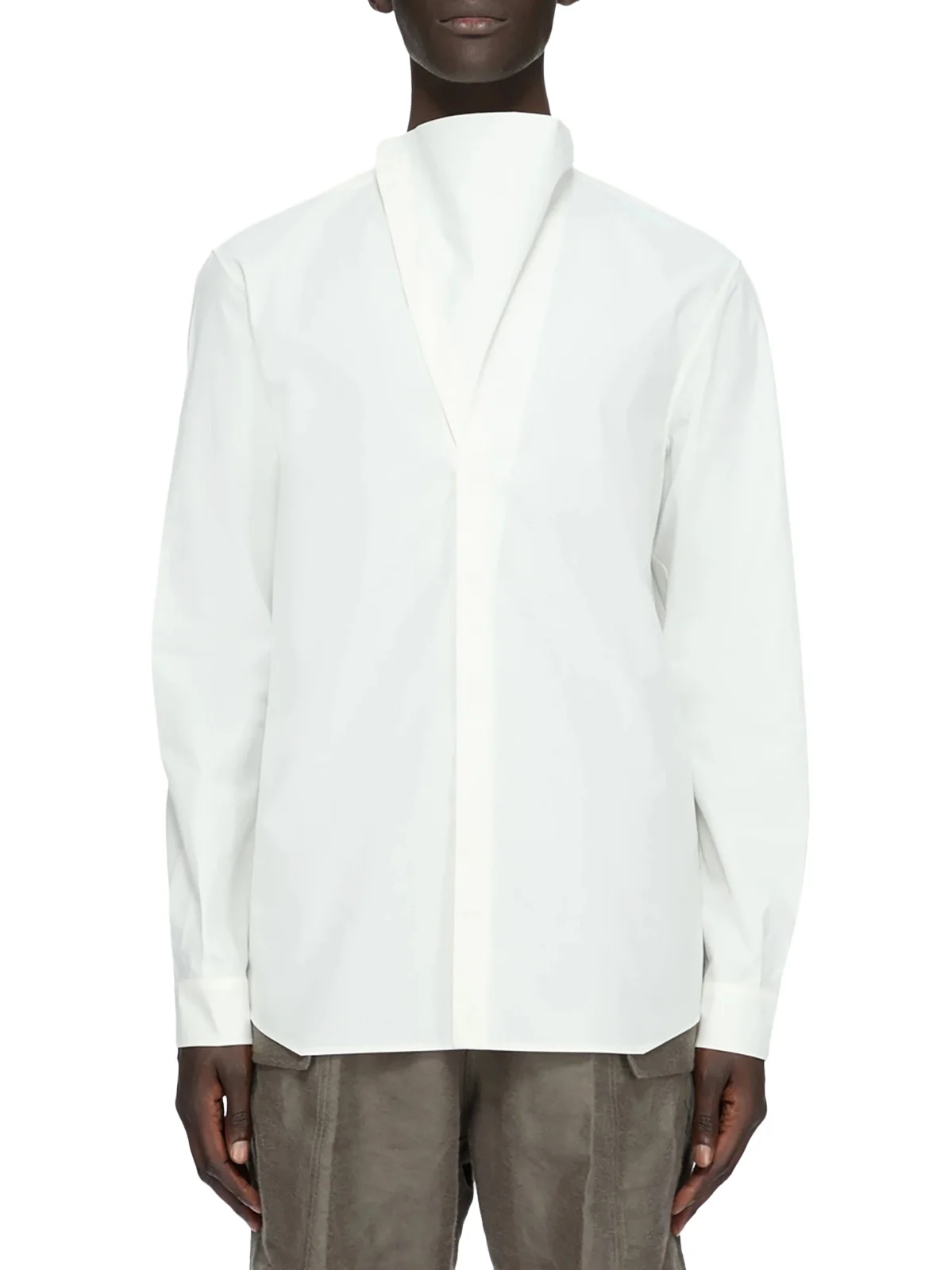Rick Owens Cotton Poplin Island Shirt in Milk