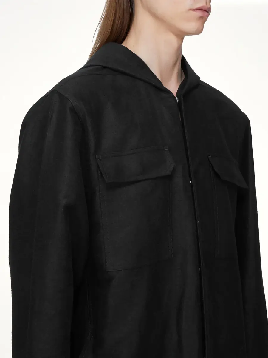 Rick Owens Moleskin Hooded Outershirt | Thumbnail 6 Rick Owens Moleskin Hooded Outershirt | Thumbnail 6