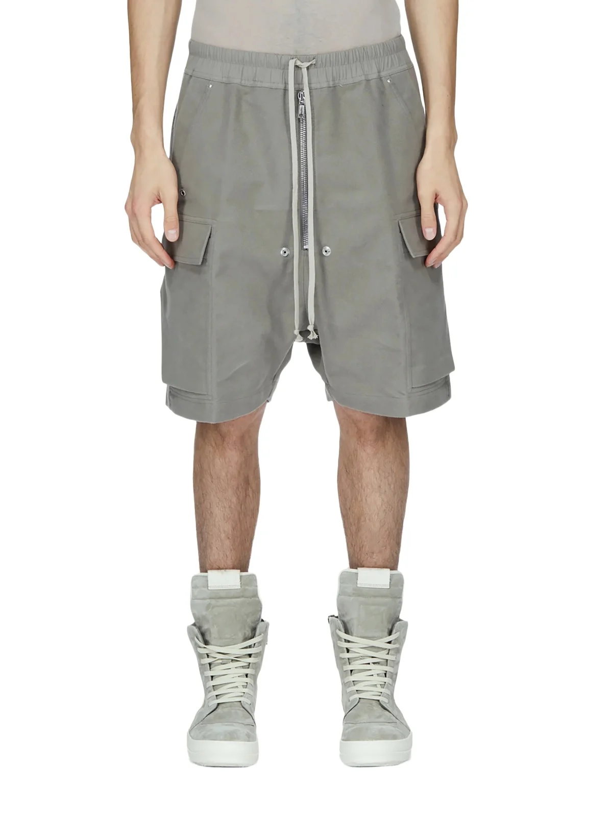 Rick Owens Brushed Twill Cargobela Shorts in Dark Pearl