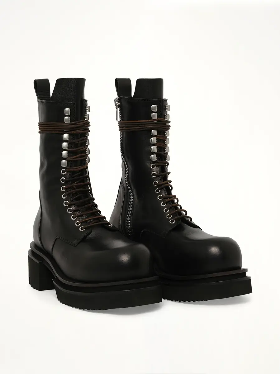 Rick Owens Army Lace Up Bogun Boots | Thumbnail 2 Rick Owens Army Lace Up Bogun Boots | Thumbnail 2
