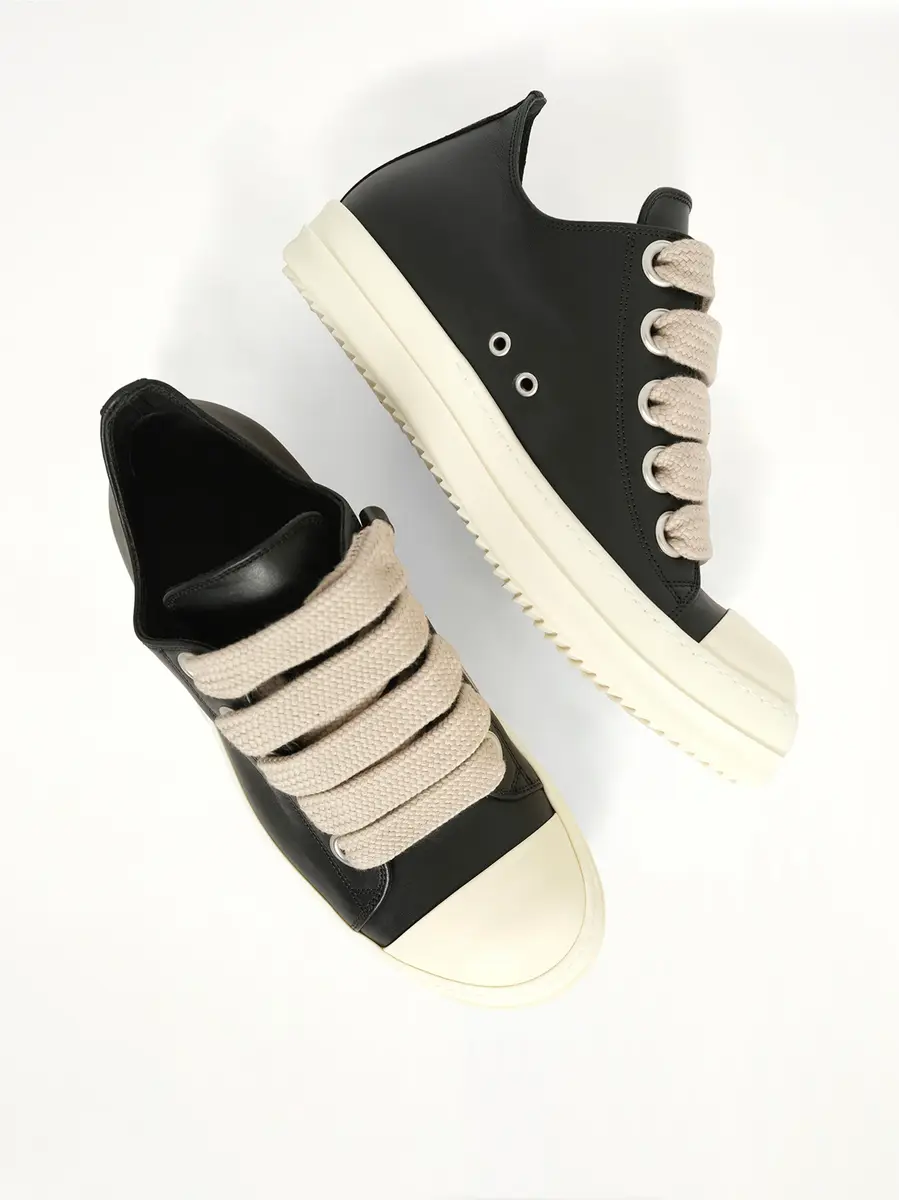 Rick Owens Jumbolace Low Sneaker in Black/milk | Thumbnail 4