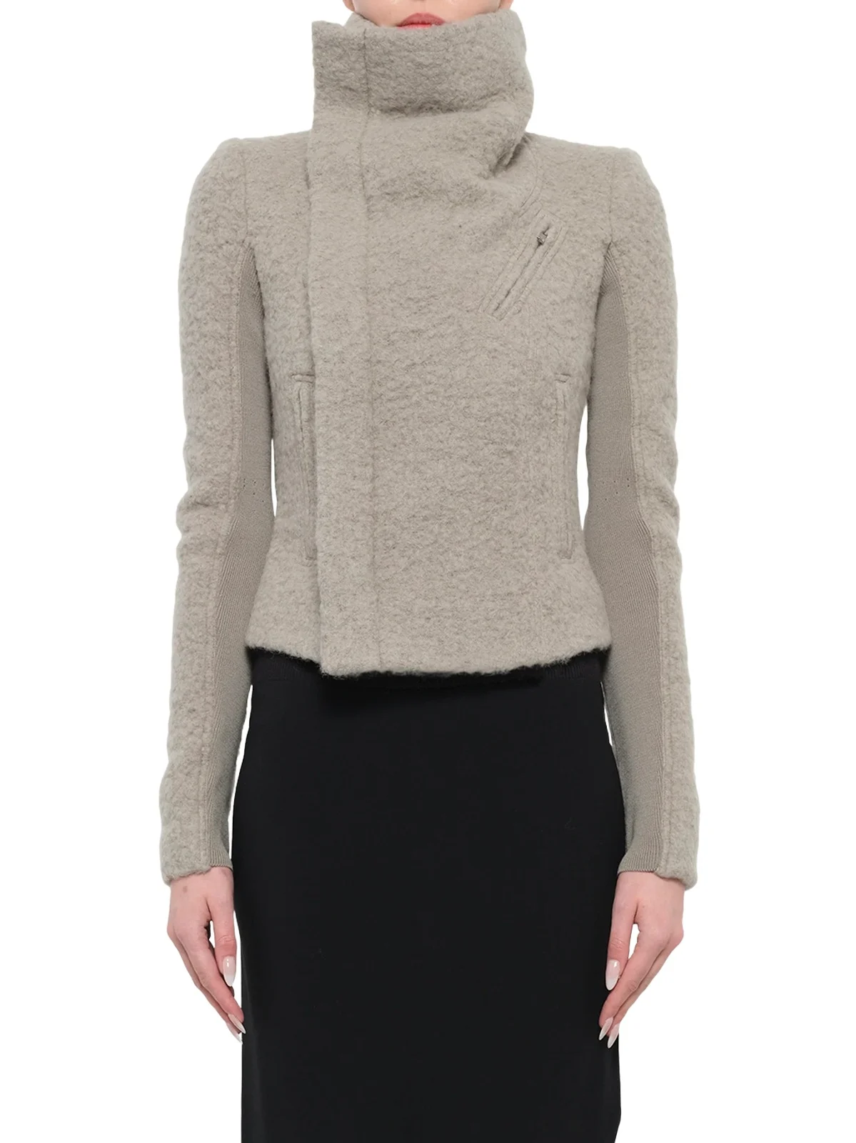 Rick Owens Alpaca Classic Biker in Dark Pearl