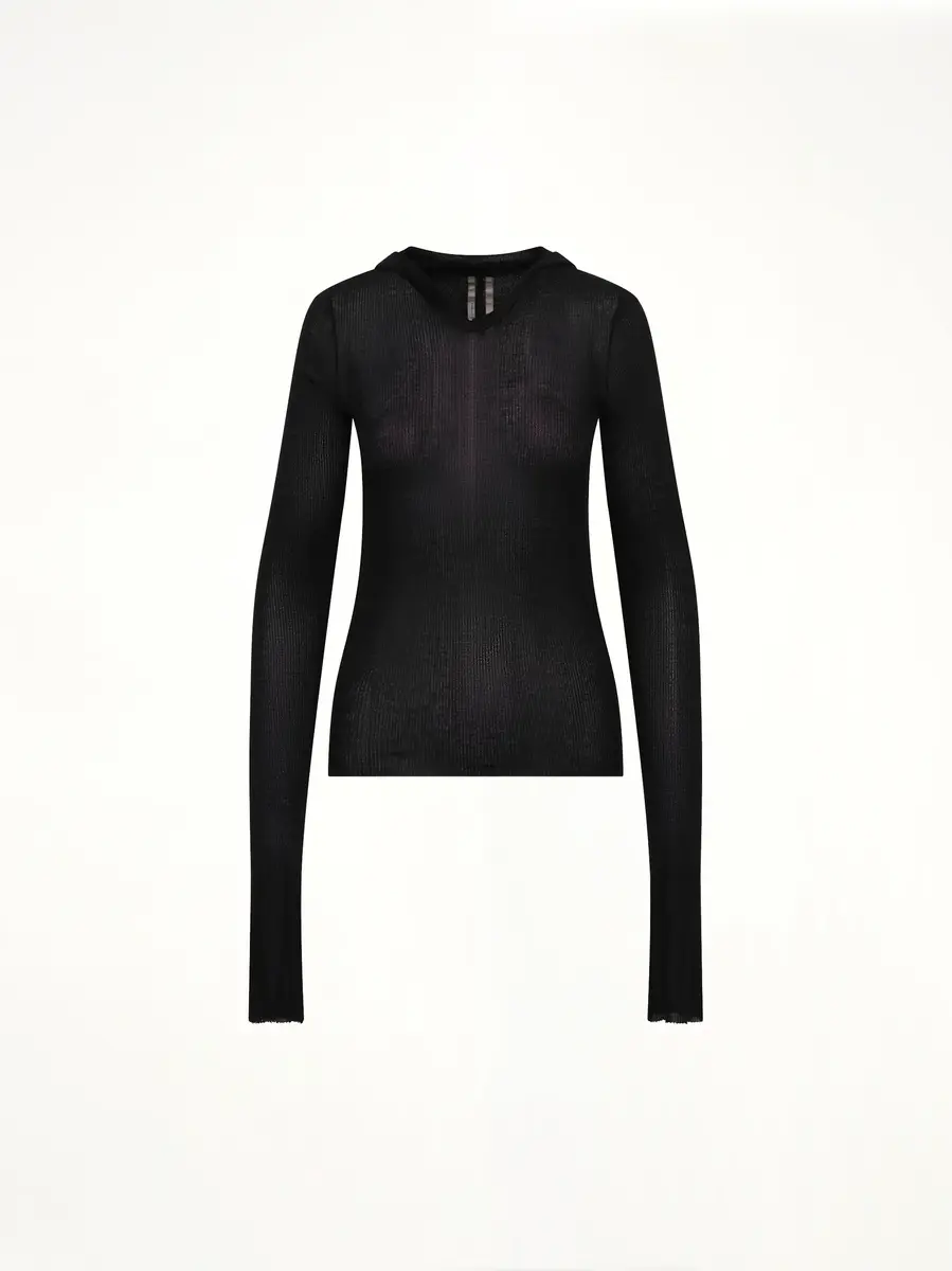 Rick Owens Cropped Hooded Rib LS T-shirt | Thumbnail 2 Rick Owens Cropped Hooded Rib LS T-shirt | Thumbnail 2