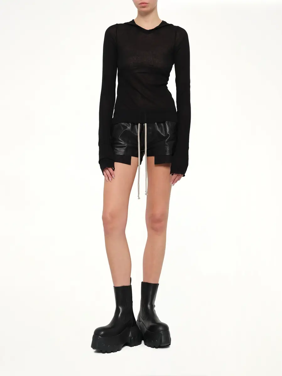 Rick Owens Cropped Hooded Rib LS T-shirt | Thumbnail 4 Rick Owens Cropped Hooded Rib LS T-shirt | Thumbnail 4