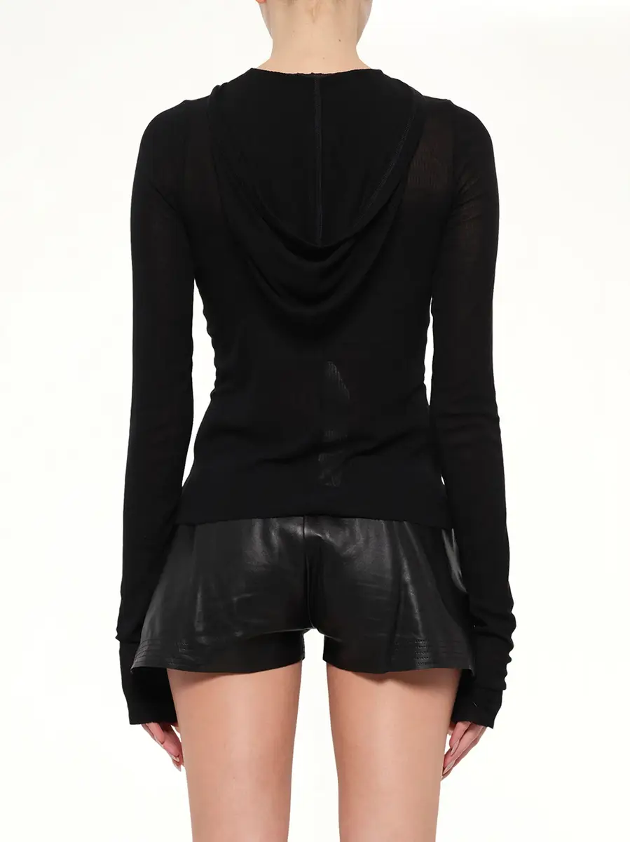 Rick Owens Cropped Hooded Rib LS T-shirt | Thumbnail 5 Rick Owens Cropped Hooded Rib LS T-shirt | Thumbnail 5