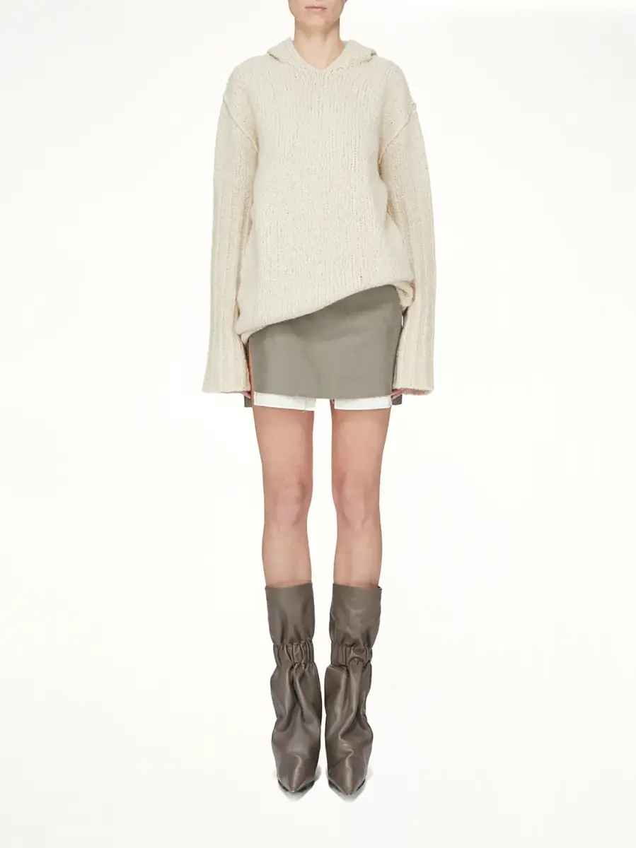 Rick Owens Silk Cashmere Oversized Hoodie in Natural | Thumbnail 5