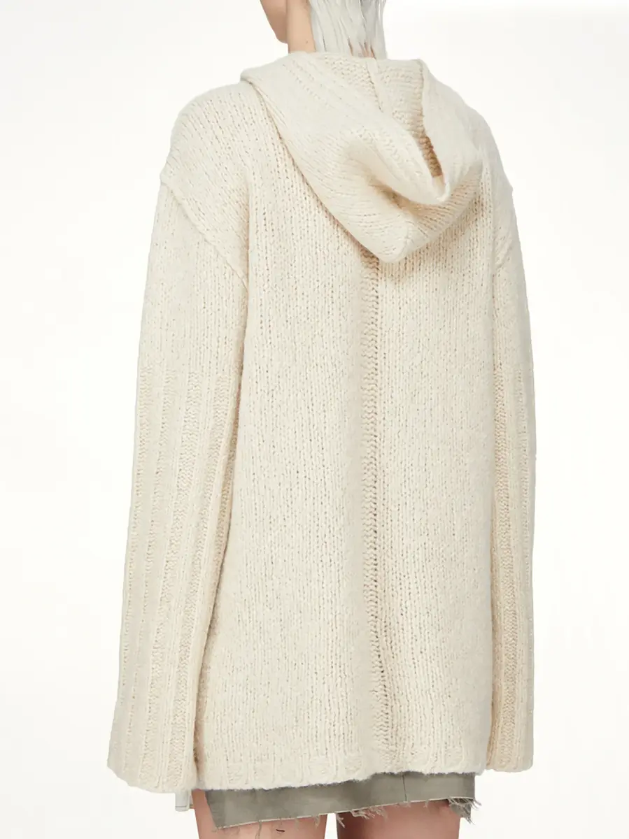 Rick Owens Silk Cashmere Oversized Hoodie in Natural | Thumbnail 6