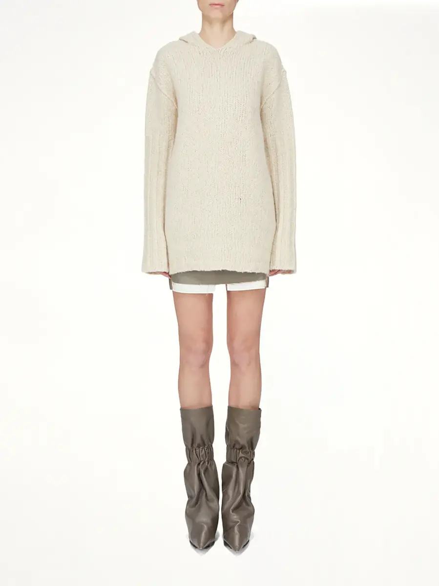 Rick Owens Silk Cashmere Oversized Hoodie in Natural | Thumbnail 8